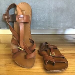 Michael Kors Brown Leather Strap Sandals - SZ 7 - Made in Italy